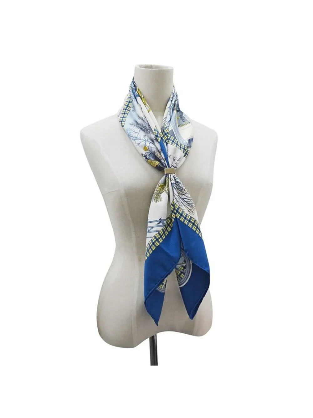 Hermes Scarf Carre 90 L'hiver en Poste Winter Mail Silk Blue